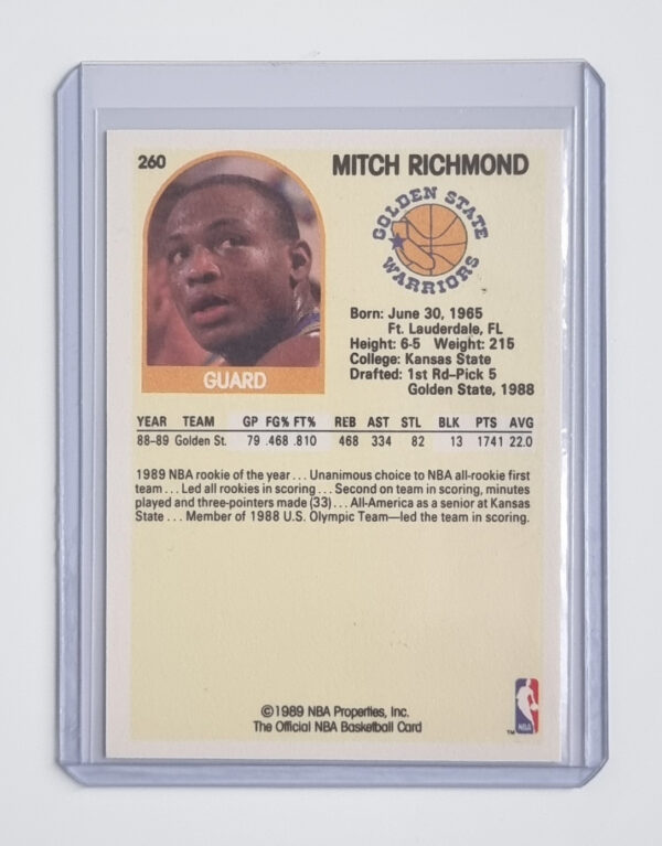1989-90 Hoops #260 Mitch Richmond RC – Image 2