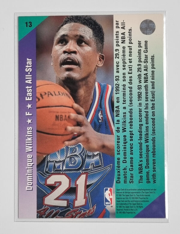 1992-93 Upper Deck International French #13 Dominique Wilkins AS – Image 2