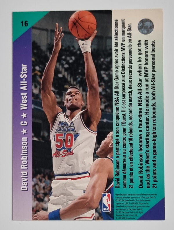 1992-93 Upper Deck International French #16 David Robinson AS – Image 2