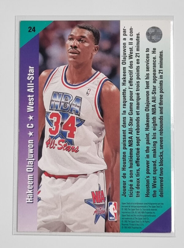 1992-93 Upper Deck International French #24 Hakeem Olajuwon AS – Image 2