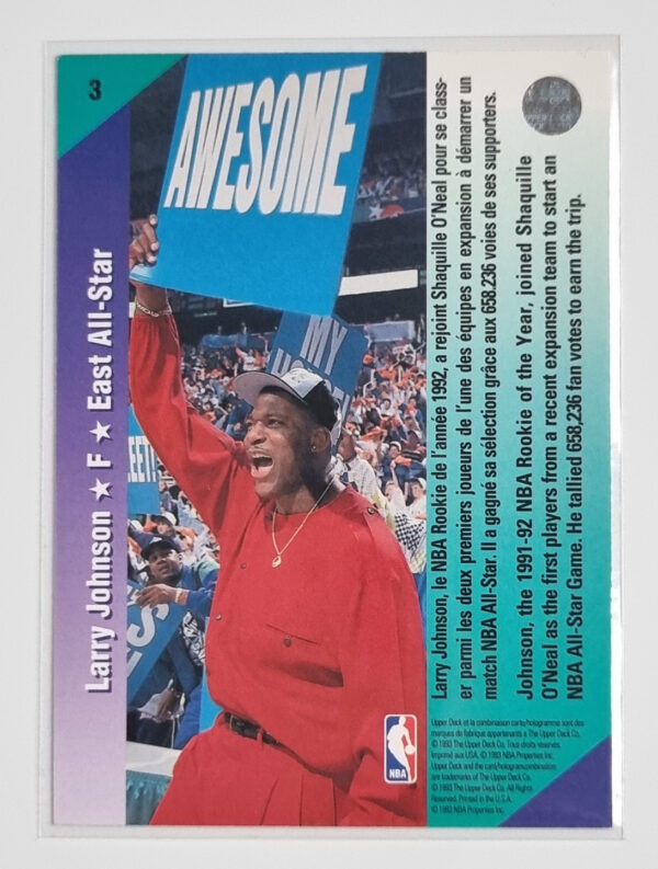 1992-93 Upper Deck International French #3 Larry Johnson AS – Image 2