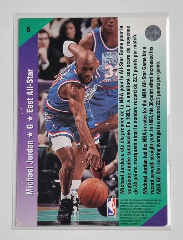 1992-93 Upper Deck International French #5 Michael Jordan AS – Image 2