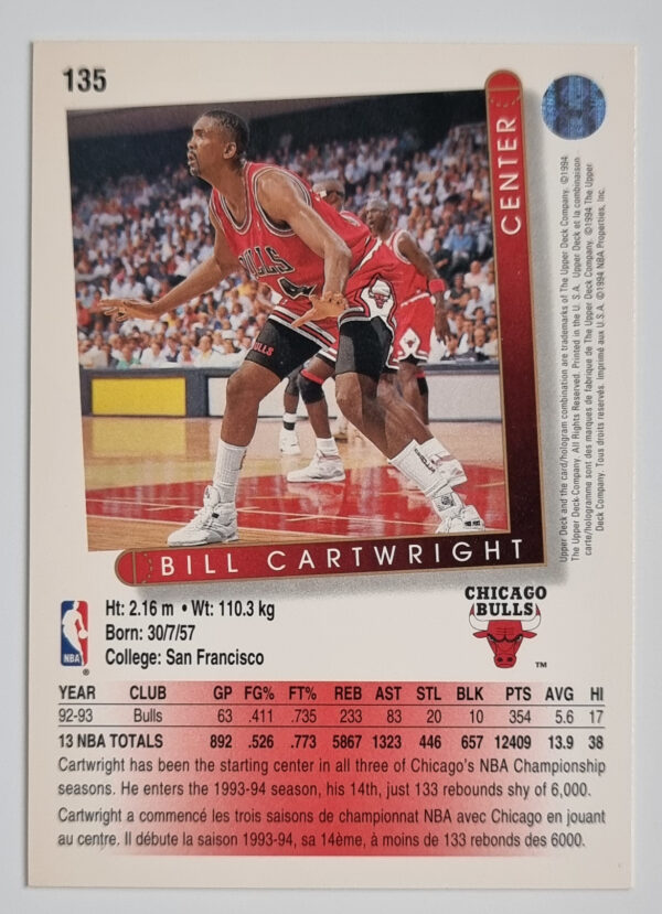 1993-94 Upper Deck International French #135 Bill Cartwright – Image 2