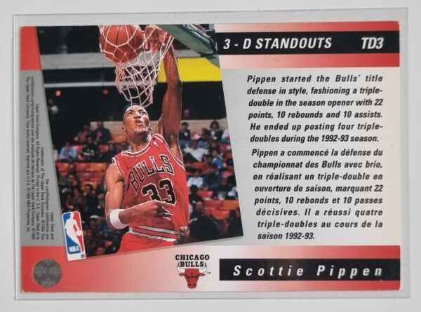 1993-94 Upper Deck International French Triple Double #TD3 Scottie Pippen – Image 2