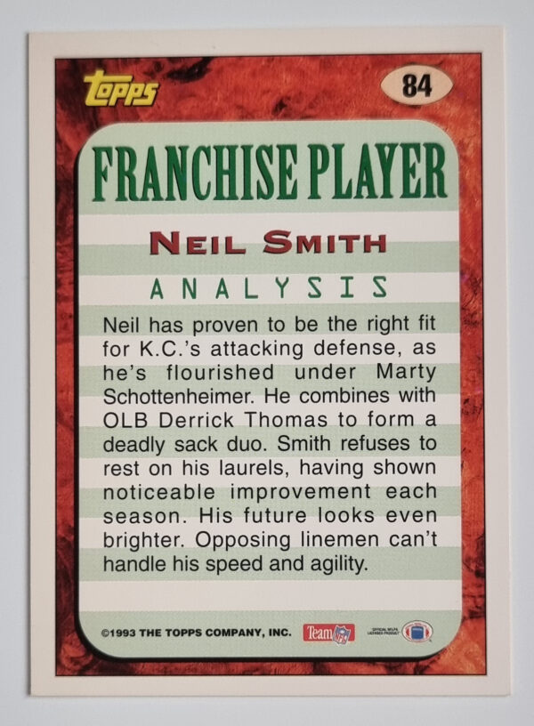 1993 Topps #84 Neil Smith FP – Image 2