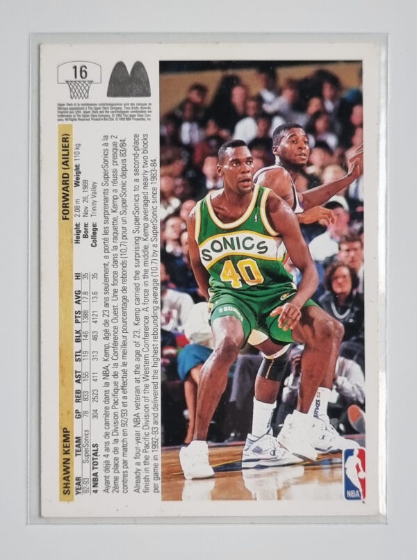 1993 Upper Deck French McDonald's #16 Shawn Kemp – Image 2