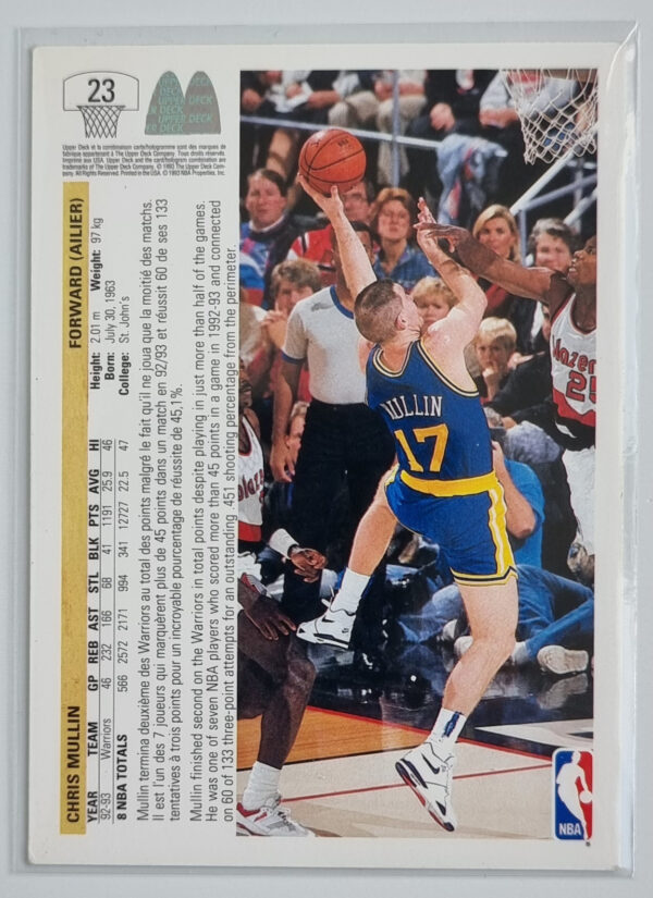 1993 Upper Deck French McDonald's #23 Chris Mullin – Image 2