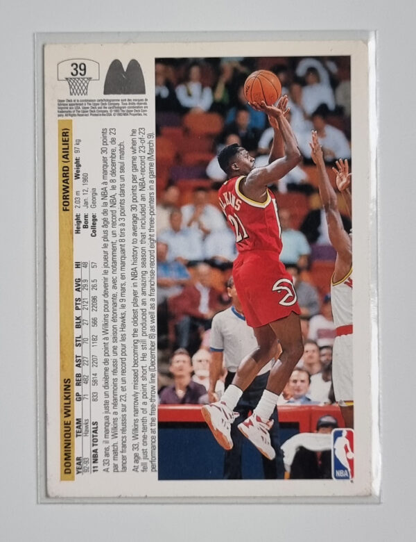 1993 Upper Deck French McDonald's #39 Dominique Wilkins – Image 2