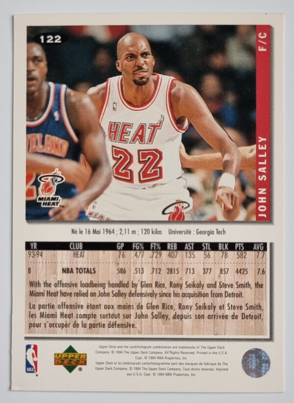 1994-95 Collector's Choice International French #122 John Salley – Image 2