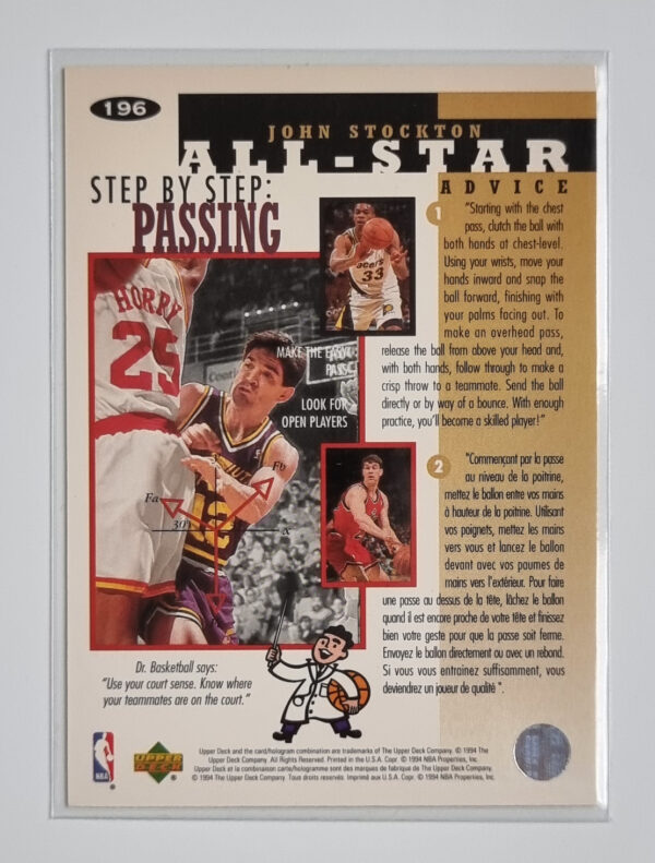 1994-95 Collector's Choice International French #196 John Stockton ASA – Image 2