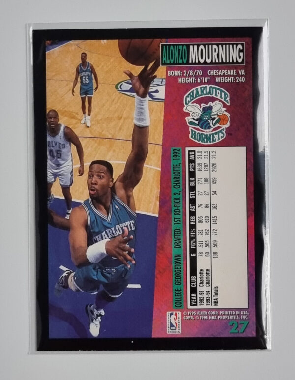 1994-95 Fleer European #27 Alonzo Mourning – Image 2