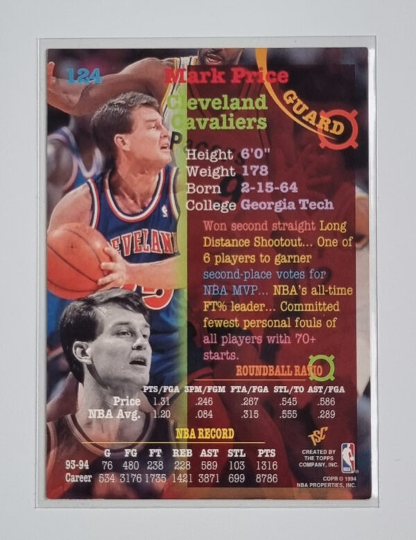 1994-95 Stadium Club #124 Mark Price – Image 2