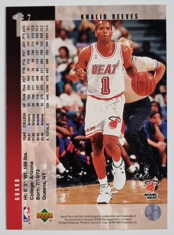 1994-95 Upper Deck #227 Khalid Reeves RC – Image 2