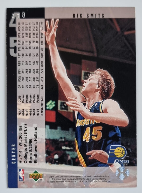 1994-95 Upper Deck #278 Rik Smits – Image 2