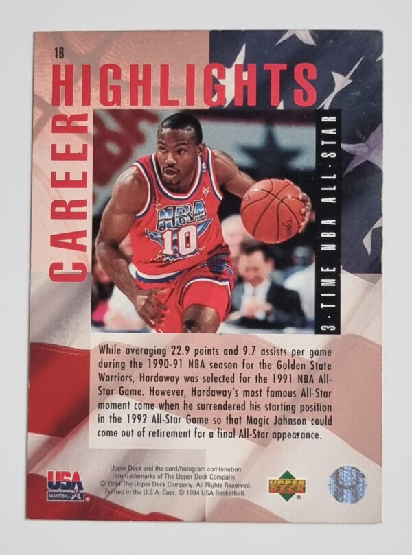 1994 Upper Deck USA #16 Tim Hardaway/3-Time All-Star – Image 2