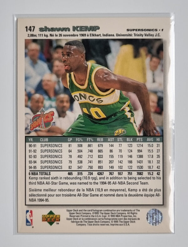 1995-96 Collector's Choice International French I #147 Shawn Kemp – Image 2
