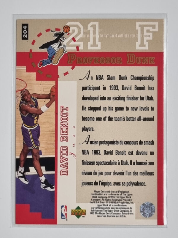 1995-96 Collector's Choice International French I #204 David Benoit PD – Image 2