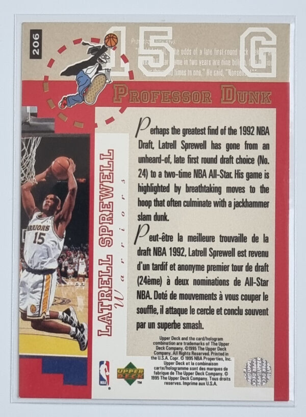 1995-96 Collector's Choice International French I #206 Latrell Sprewell PD – Image 2