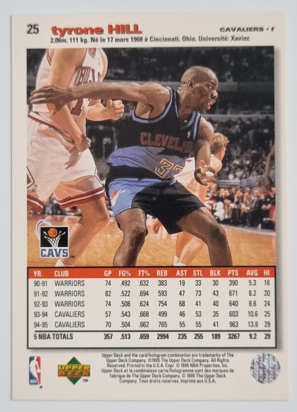 1995-96 Collector's Choice International French I #25 Tyrone Hill – Image 2