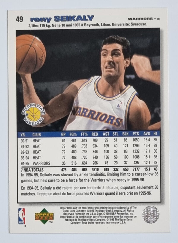 1995-96 Collector's Choice International French I #49 Rony Seikaly – Image 2