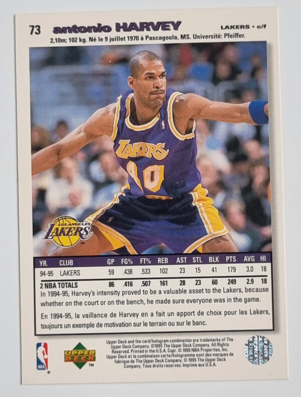 1995-96 Collector's Choice International French I #73 Antonio Harvey – Image 2