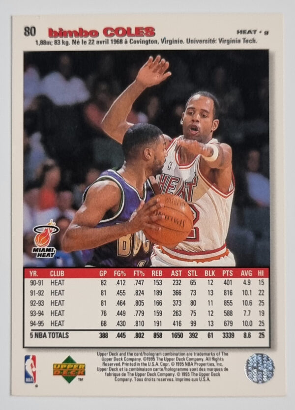 1995-96 Collector's Choice International French I #80 Bimbo Coles – Image 2