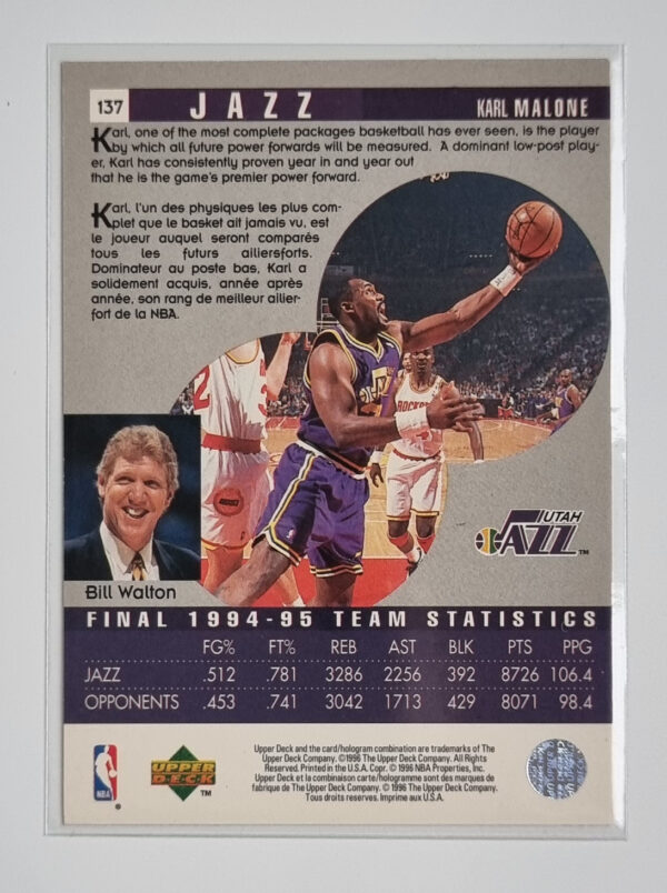 1995-96 Collector's Choice International French II #137 Karl Malone SR – Image 2