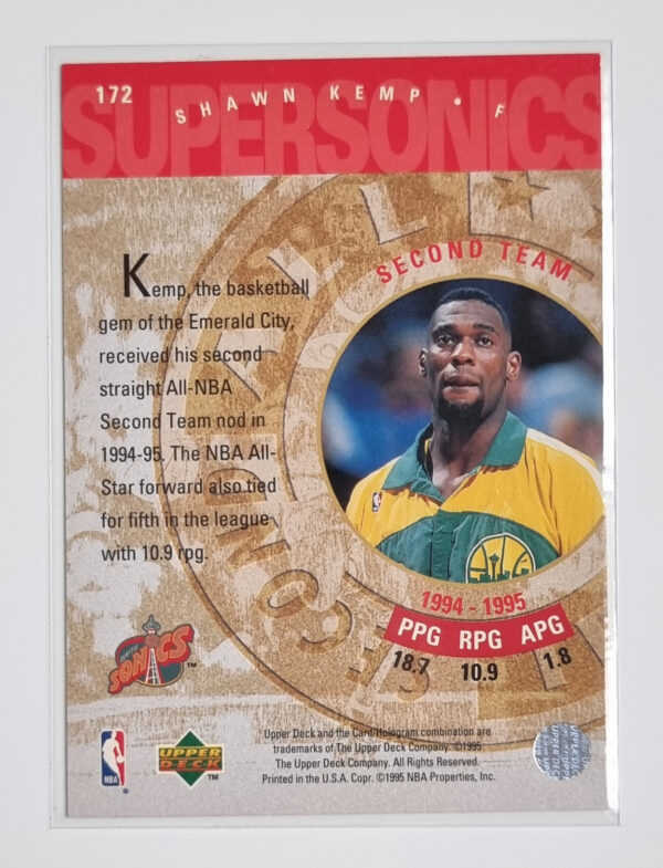 1995-96 Upper Deck #172 Shawn Kemp AN – Image 2
