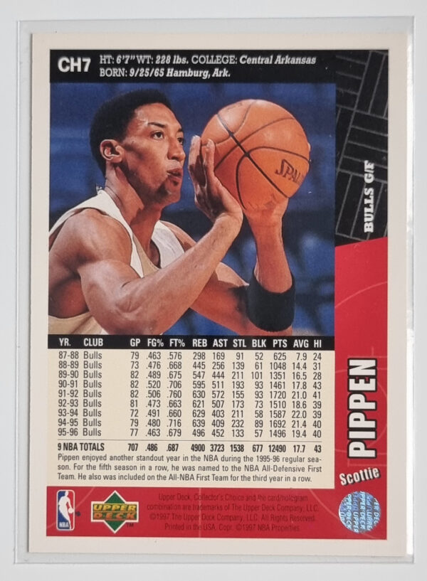 1996-97 Collector's Choice Chicago Bulls #CH7 Scottie Pippen – Image 2