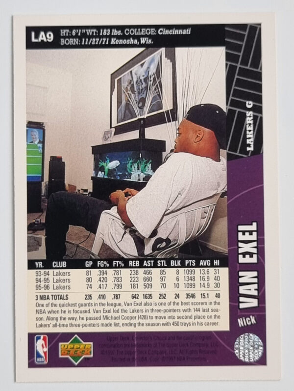 1996-97 Collector's Choice Los Angeles Lakers #LA9 Nick Van Exel – Image 2