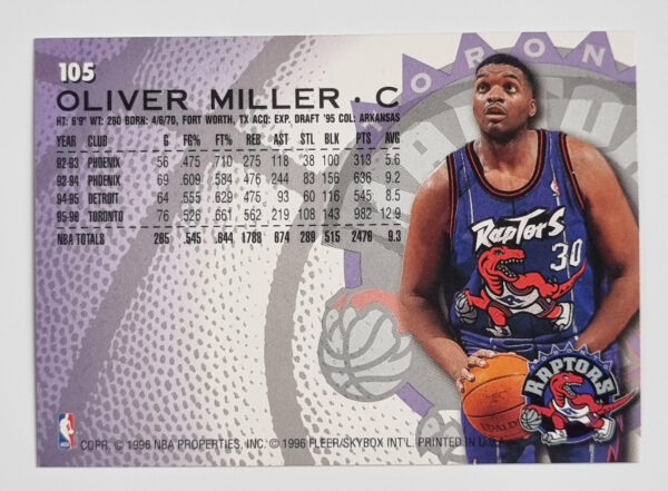 1996-97 Fleer #105 Oliver Miller – Image 2