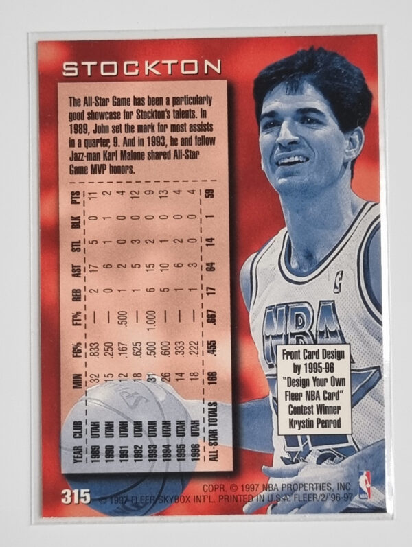 1996-97 Fleer European #315 John Stockton AS – Image 2