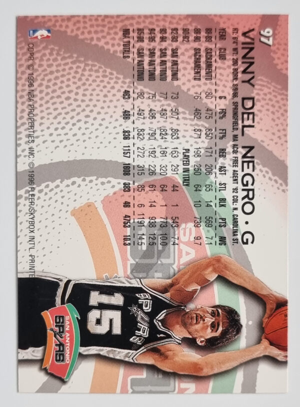 1996-97 Fleer European #97 Vinny Del Negro – Image 2