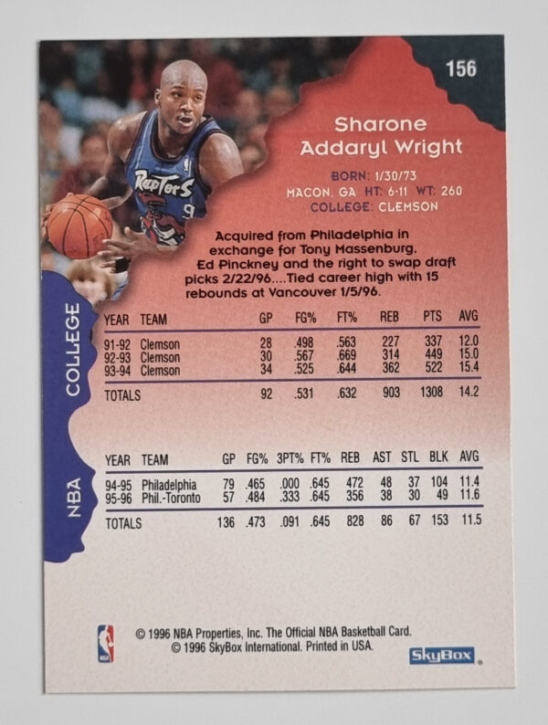 1996-97 Hoops #156 Sharone Wright – Image 2