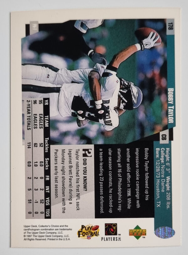 1997 Collector's Choice #178 Bobby Taylor – Image 2
