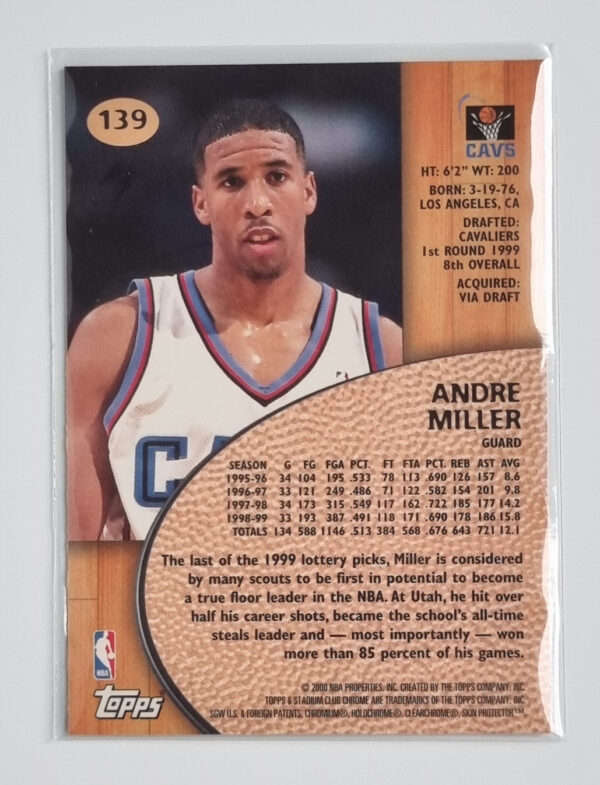 1999-00 Stadium Club Chrome #139 Andre Miller RC – Image 2