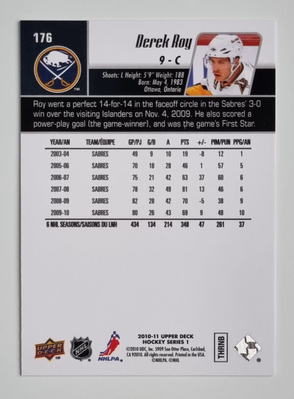 2010-11 Upper Deck #176 Derek Roy – Image 2