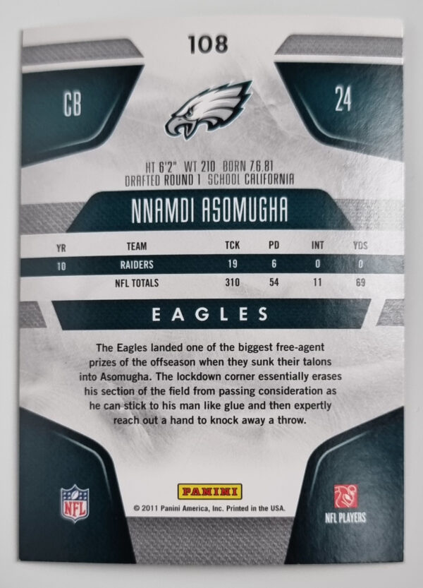 2011 Certified #108 Nnamdi Asomugha – Image 2