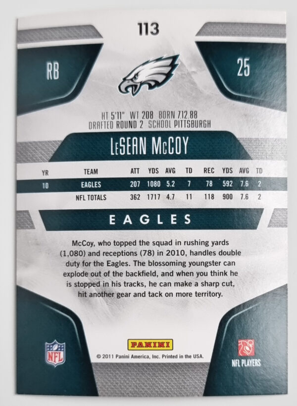 2011 Certified #113 LeSean McCoy – Image 2