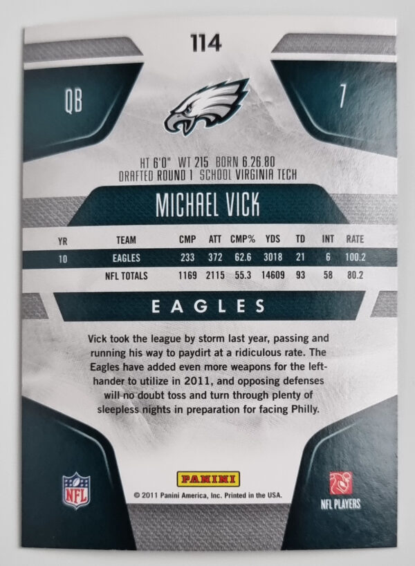 2011 Certified #114 Michael Vick – Image 2