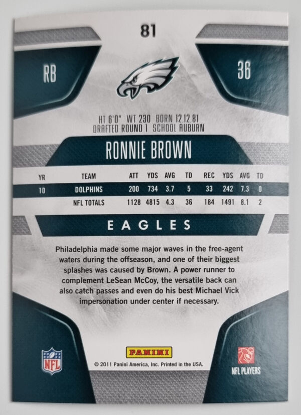 2011 Certified #81 Ronnie Brown – Image 2