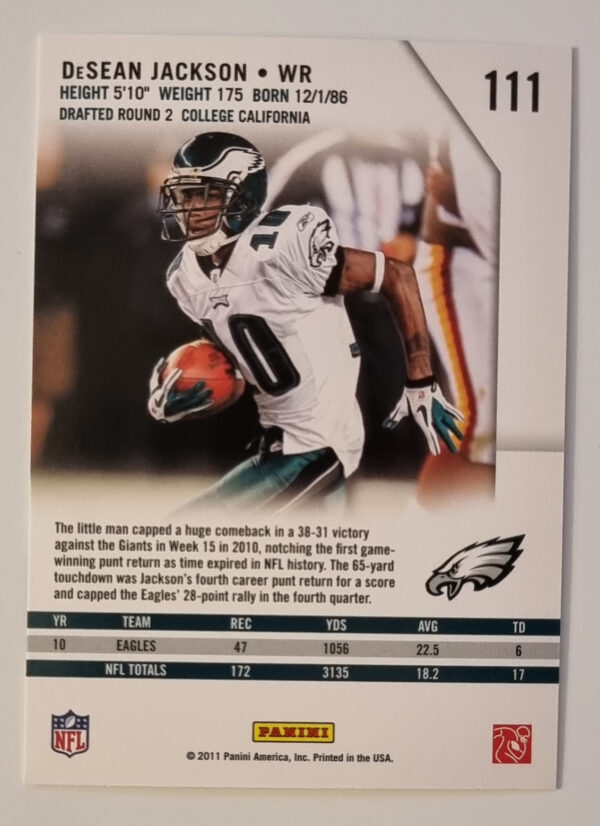 2011 Rookies and Stars #111 DeSean Jackson – Image 2