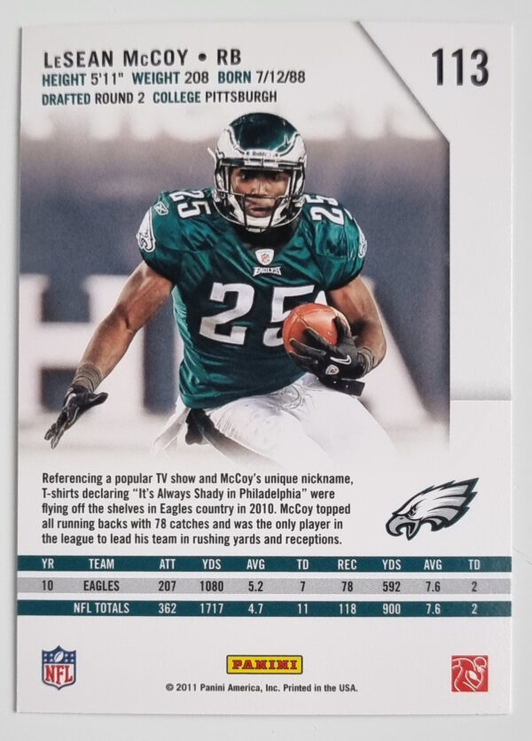 2011 Rookies and Stars #113 LeSean McCoy – Image 2