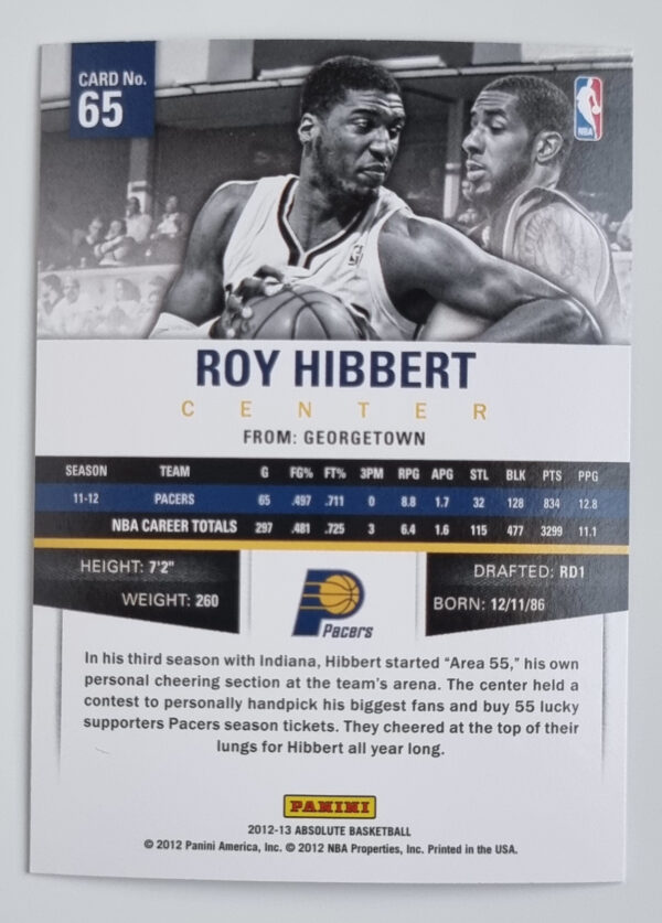 2012-13 Absolute #65 Roy Hibbert – Image 2