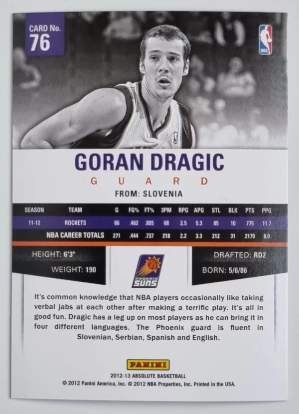 2012-13 Absolute #76 Goran Dragic – Image 2