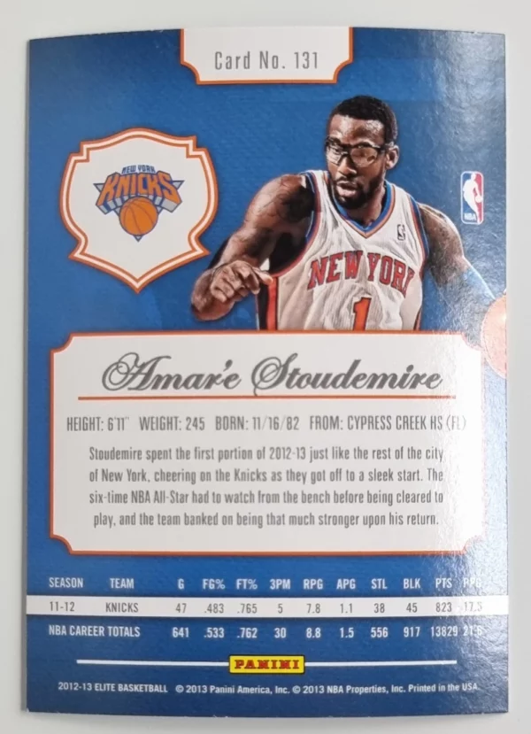 2012-13 Elite #131 Amare Stoudemire – Image 2