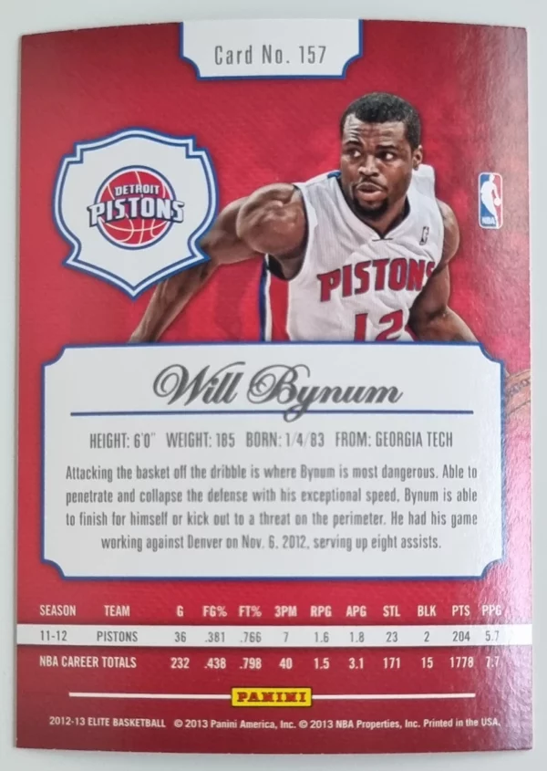 2012-13 Elite #157 Will Bynum – Image 2