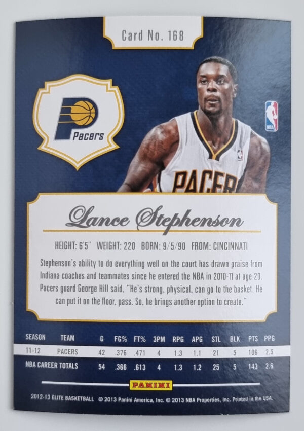 2012-13 Elite #168 Lance Stephenson – Image 2