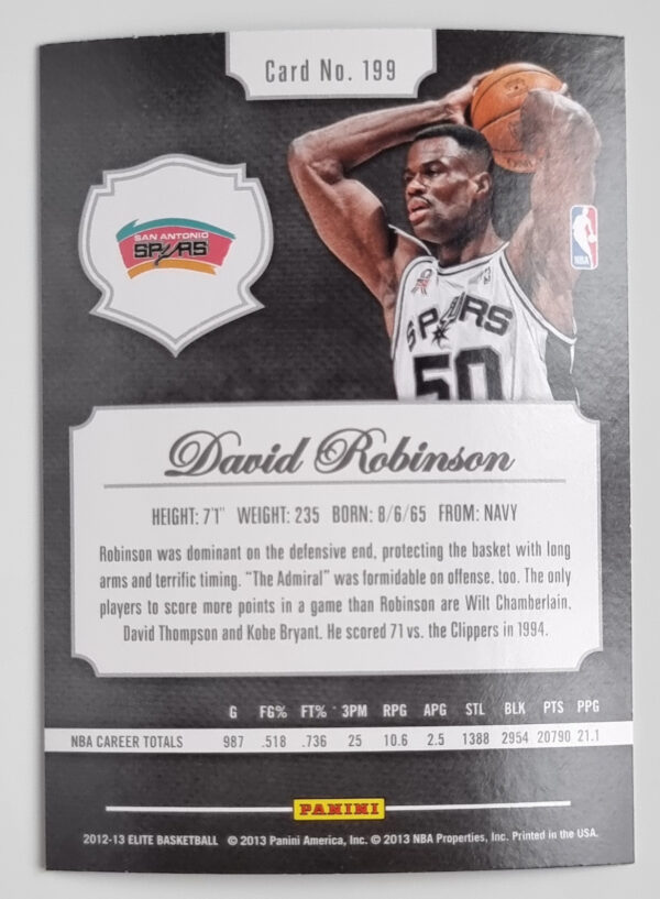 2012-13 Elite #199 David Robinson – Image 2
