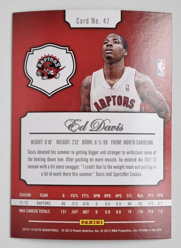 2012-13 Elite #47 Ed Davis – Image 2